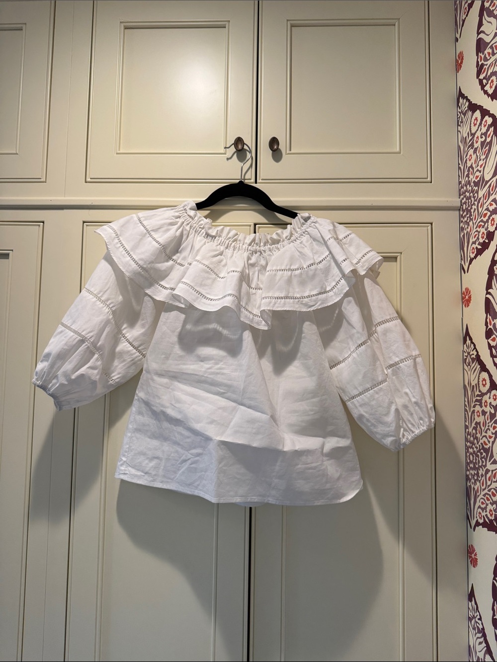 Parker White Ruffle Off-Shoulder Blouse